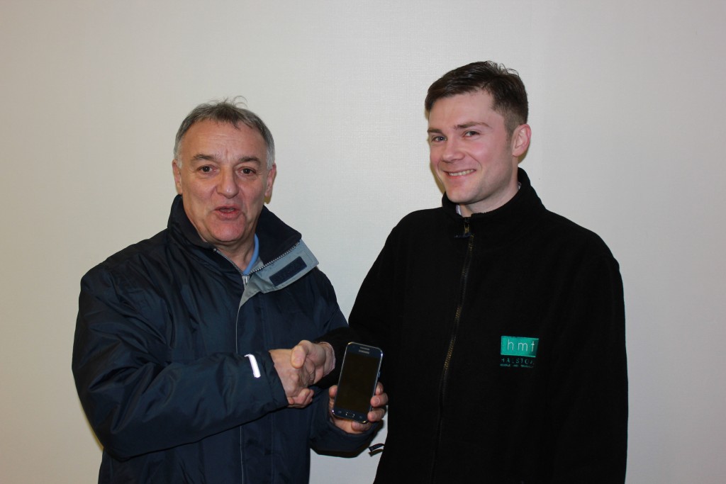 Simon West handing over Phone to Lou Macari